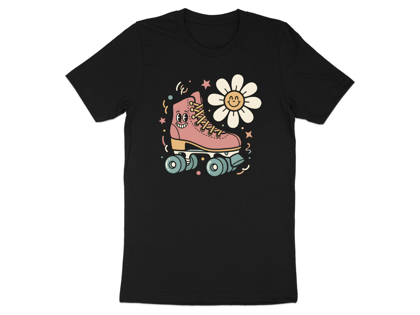 Retro Roller Skate Smiley Graphic Tee