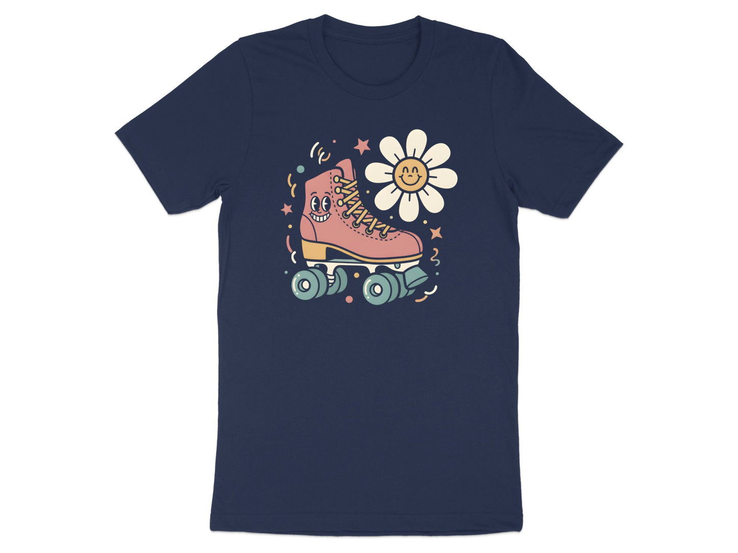 Retro Roller Skate Smiley Graphic Tee