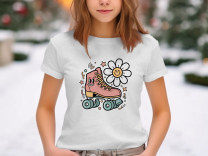 Retro Roller Skate Smiley Graphic Tee