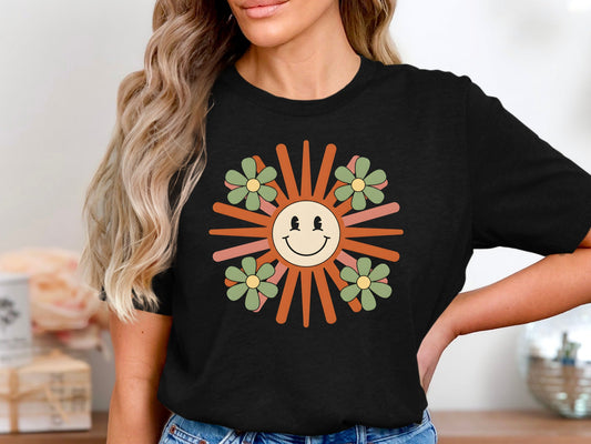 Vintage Retro Sun Flowers Graphic Tee