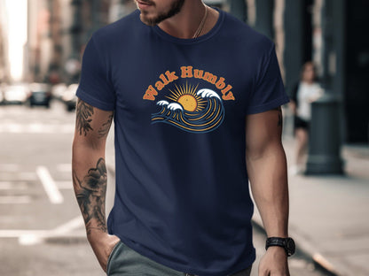 Walk Humbly Retro Ocean Wave Tee