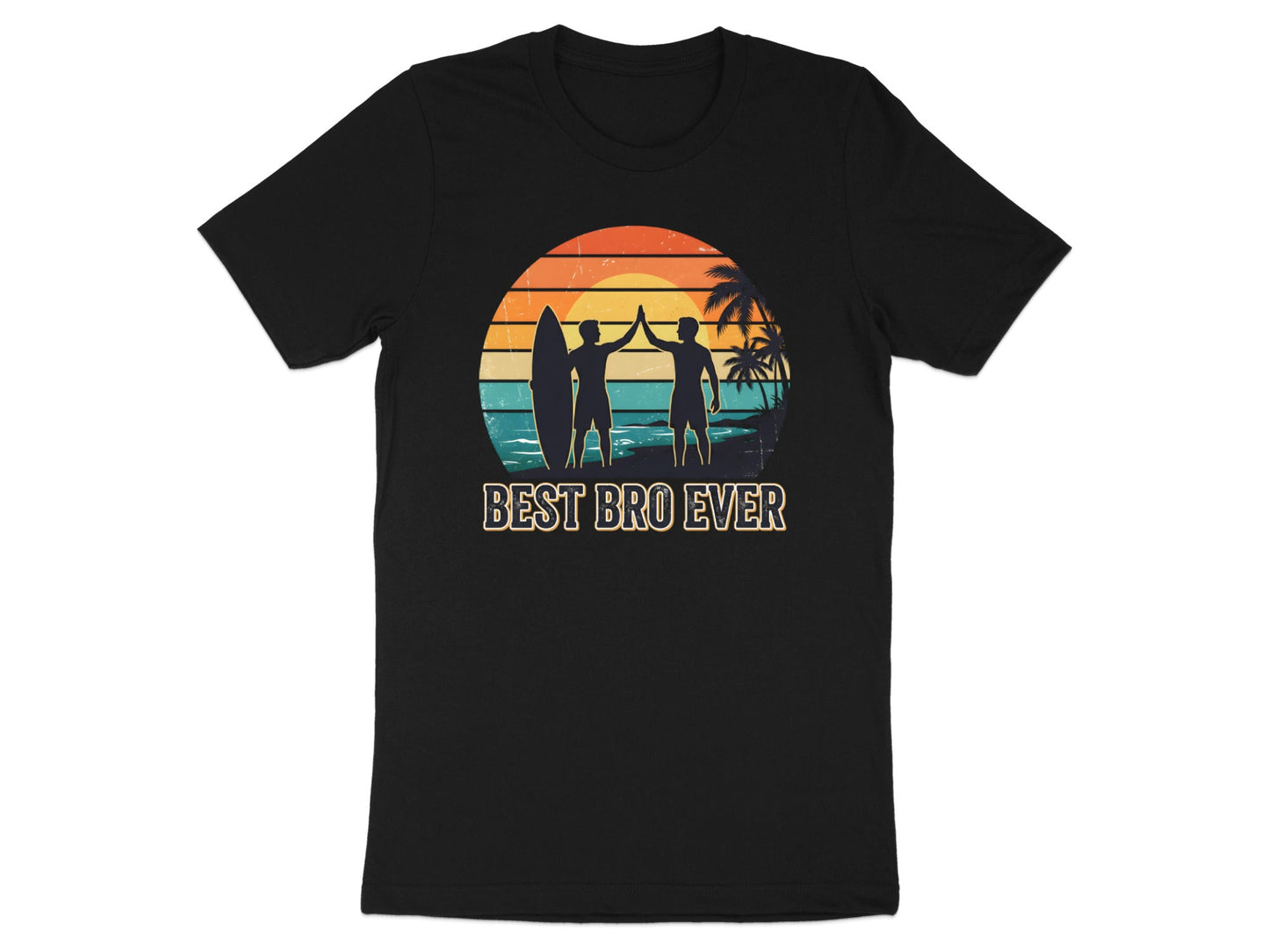 Best Bro Ever Retro Surfer Sunset Graphic Tee