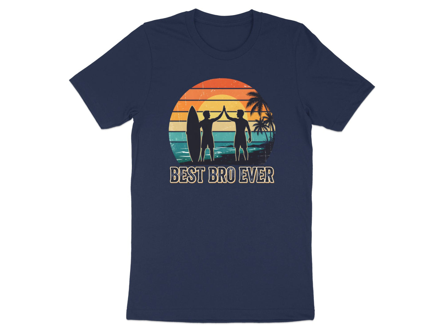 Best Bro Ever Retro Surfer Sunset Graphic Tee