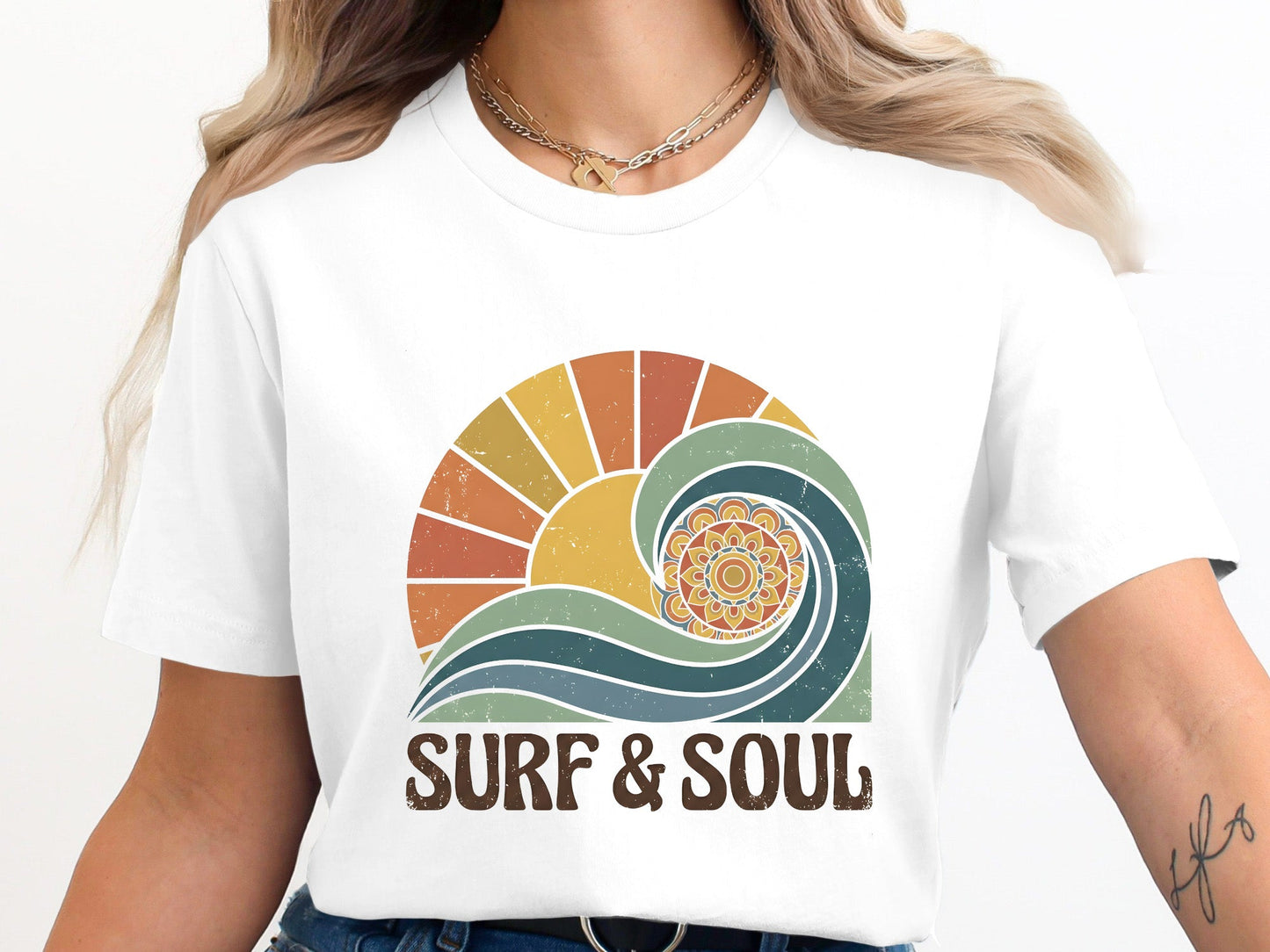 Surf & Soul Retro Mandala Wave T-Shirt