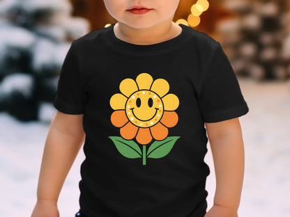 Retro Smiley Sunflower Graphic T-Shirt