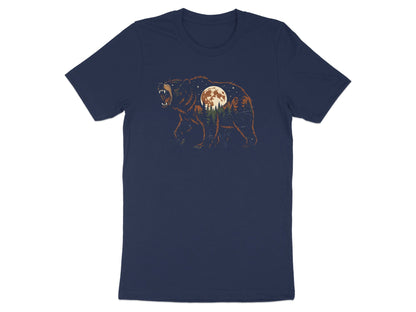 Roaring Bear Forest Moon Double Exposure T-Shirt