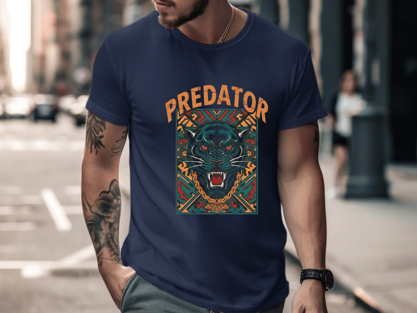 Predator Panther Aztec Style T-Shirt - Fierce Jungle Graphic