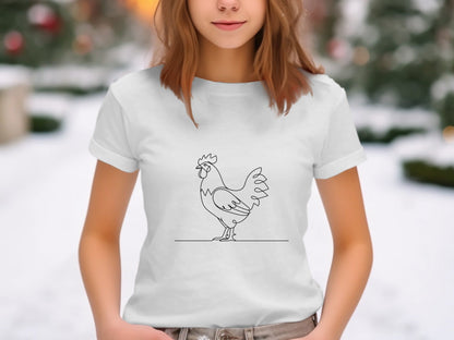 Minimalist Rooster Line Art T-Shirt