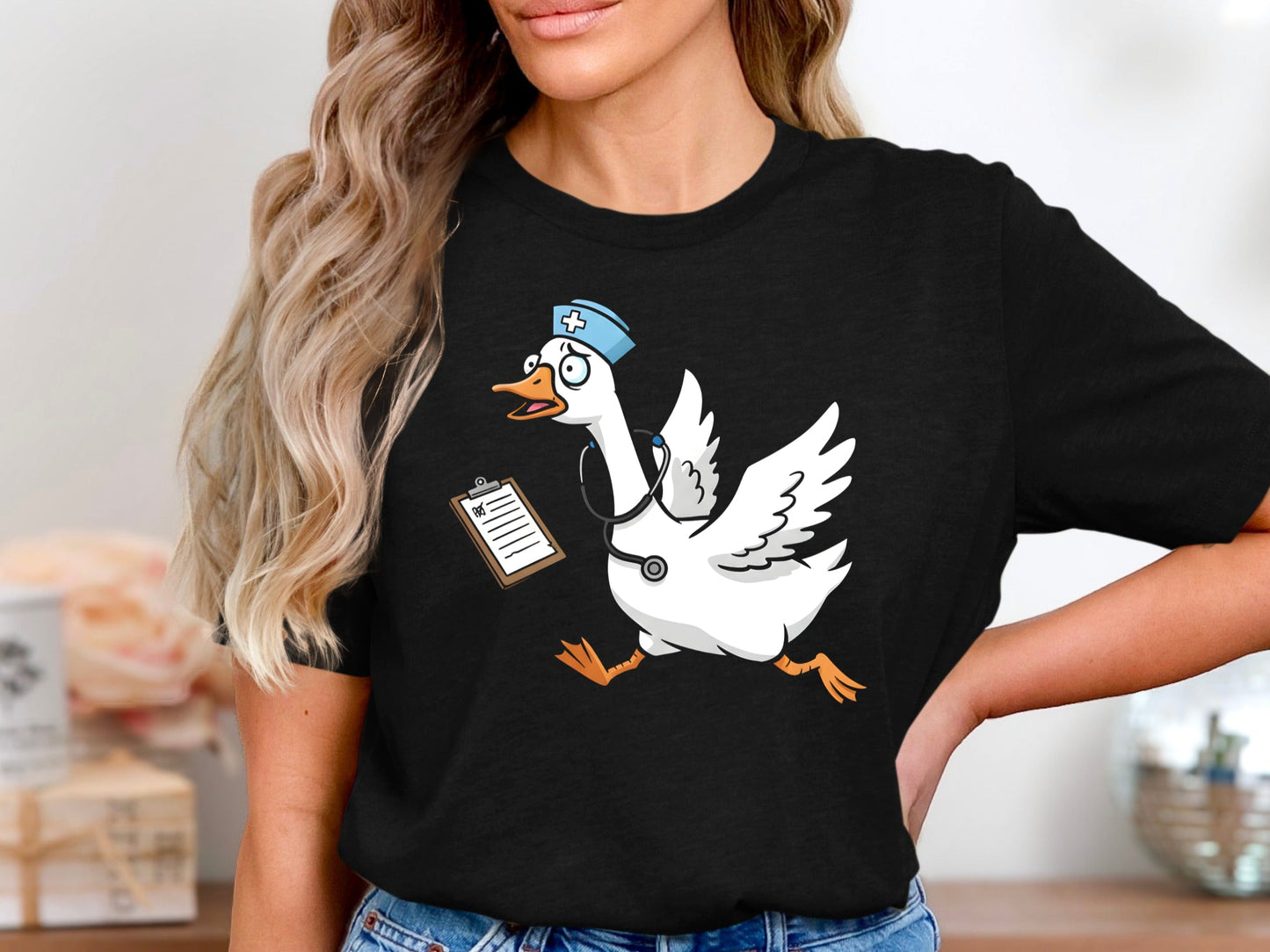 Running Nurse Goose T-Shirt - Funny Chaotic Medical Tee