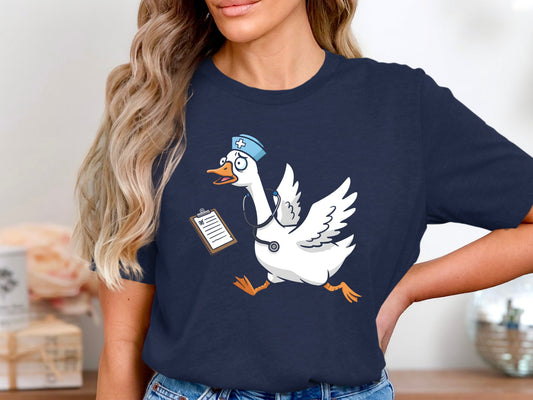 Running Nurse Goose T-Shirt - Funny Chaotic Medical Tee