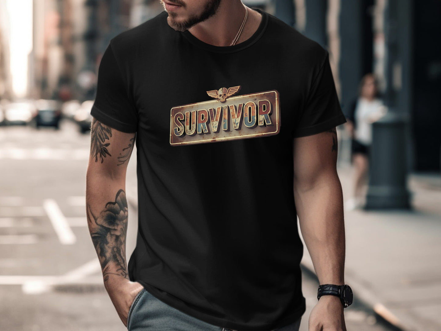 SURVIVOR Vintage Rusty Metal Sign Tee