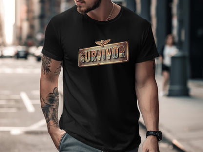 SURVIVOR Vintage Rusty Metal Sign Tee