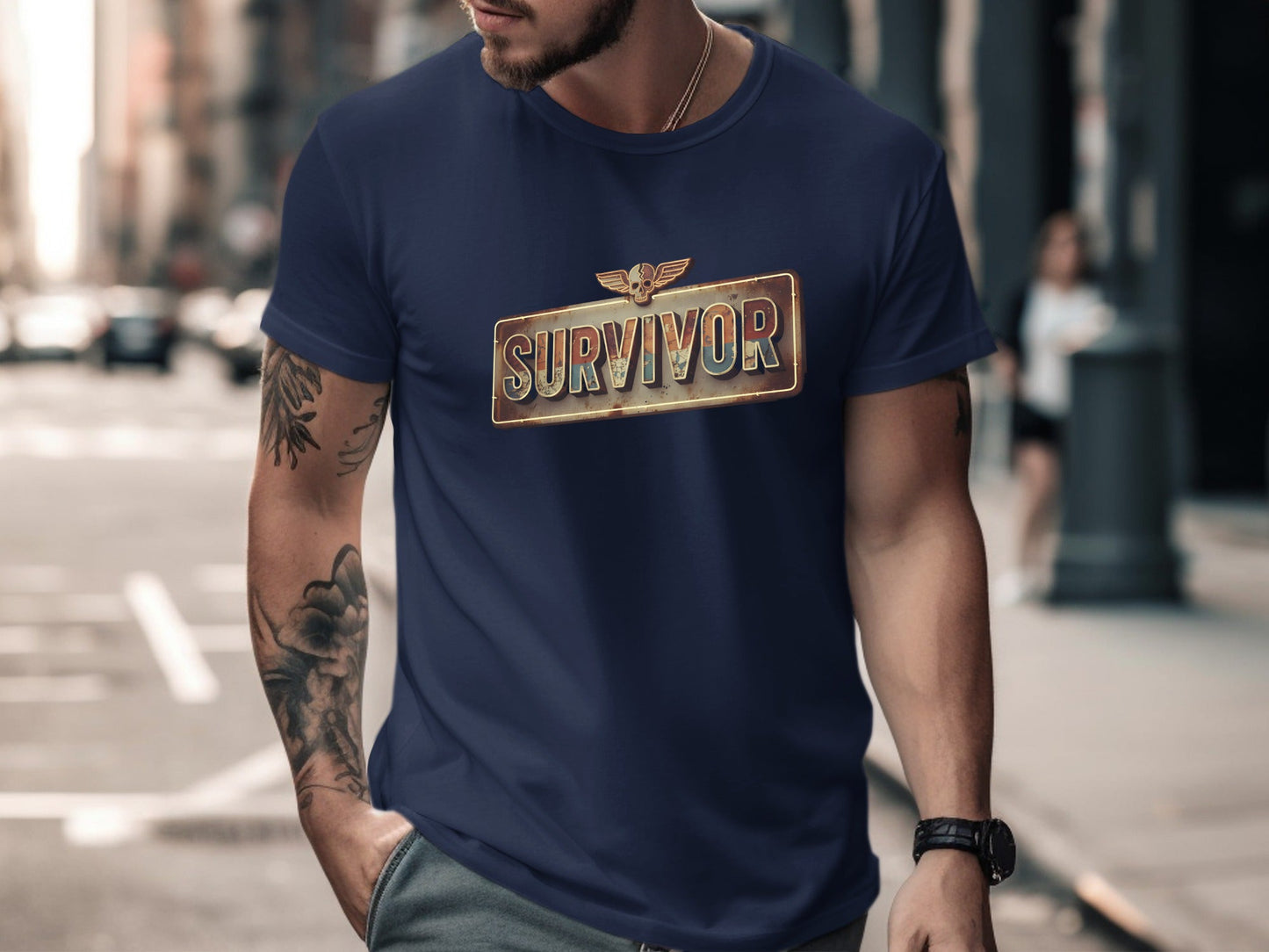 SURVIVOR Vintage Rusty Metal Sign Tee