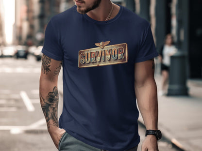 SURVIVOR Vintage Rusty Metal Sign Tee