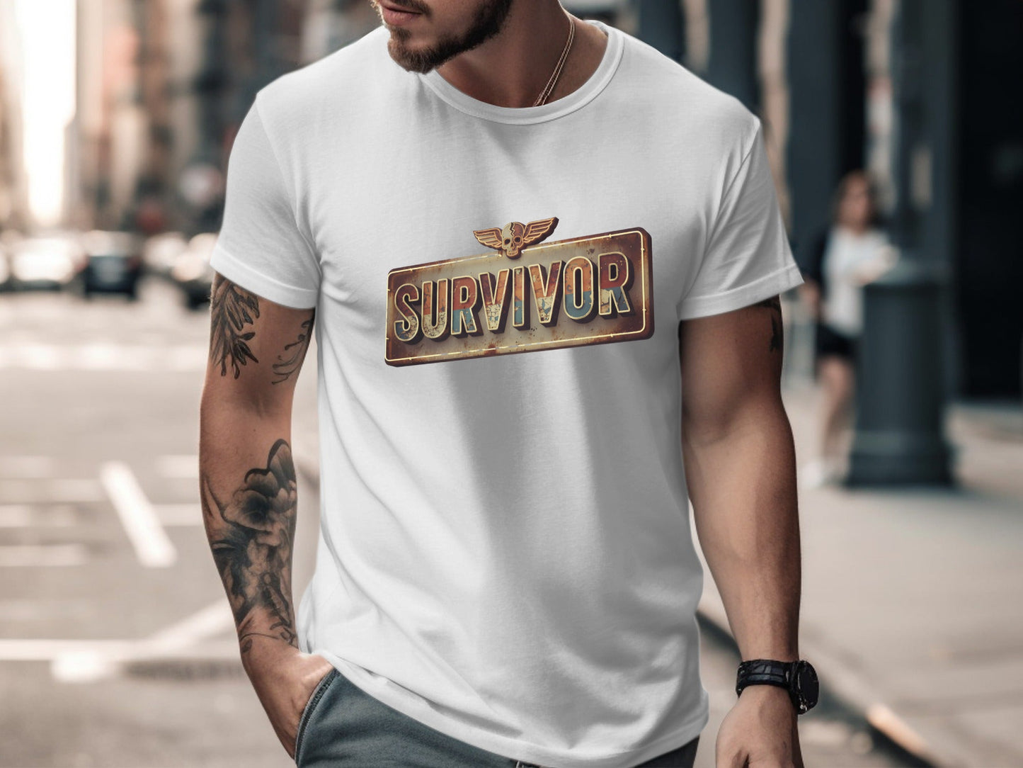 SURVIVOR Vintage Rusty Metal Sign Tee