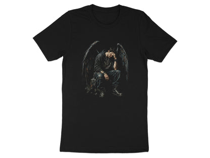 Sad Fallen Angel Black Wings Graphic T-Shirt