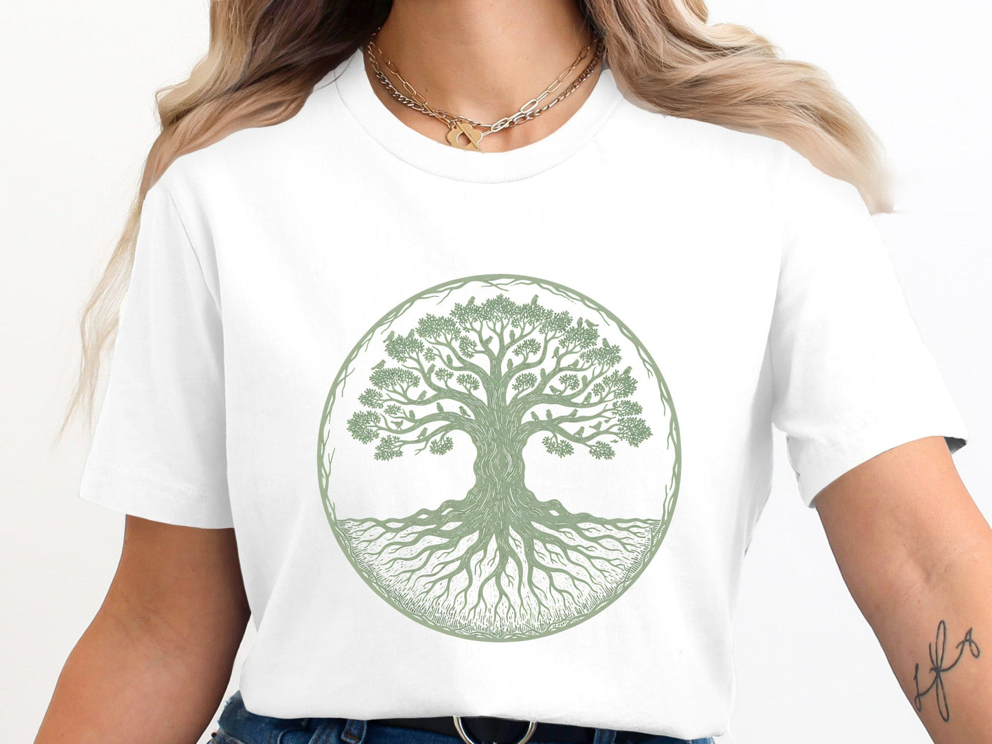Sage Green Sacred Tree of Life T-Shirt