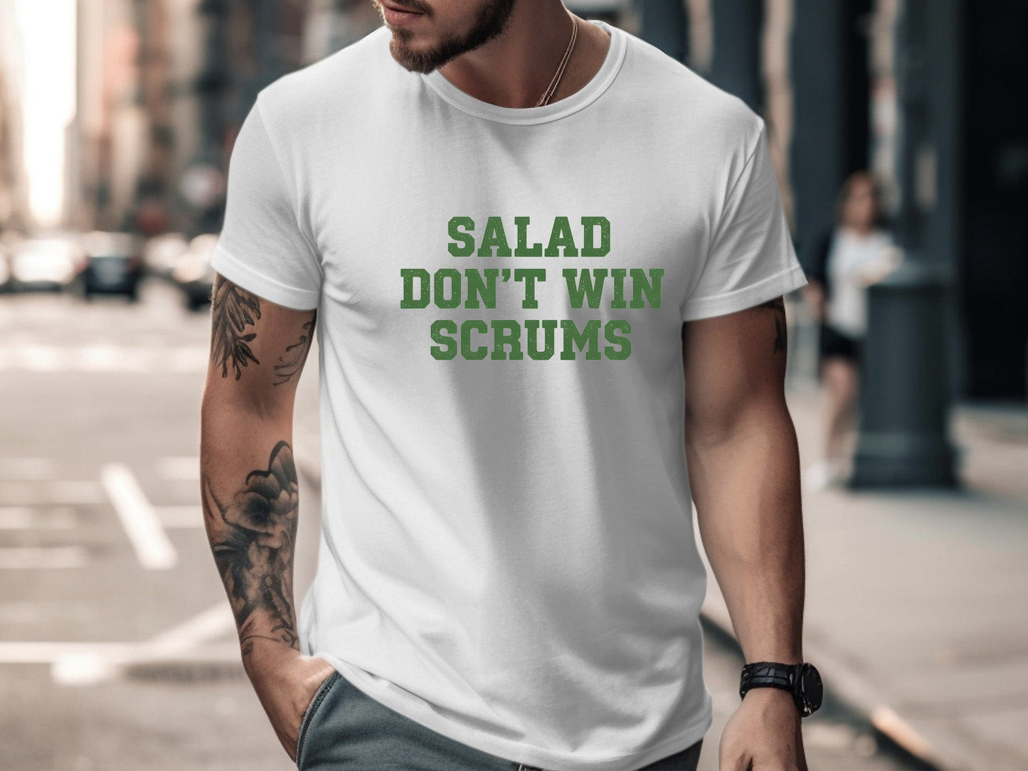 Salad Don't Win Scrums Funny Rugby T-Shirt