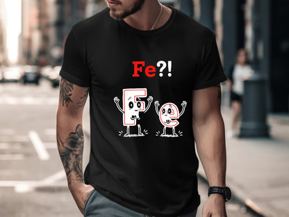 Fe Iron Elements Cartoon Pun Graphic T-Shirt
