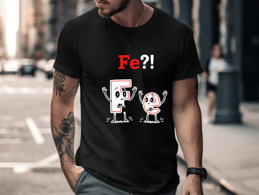Fe Iron Elements Cartoon Pun Graphic T-Shirt