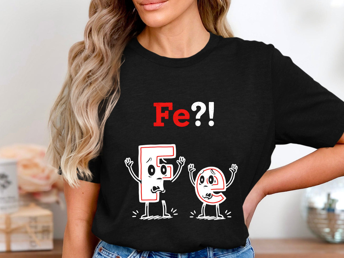 Fe Iron Elements Cartoon Pun Graphic T-Shirt