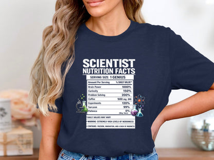 Scientist Nutrition Facts T-Shirt - Genius Brain Power Tee