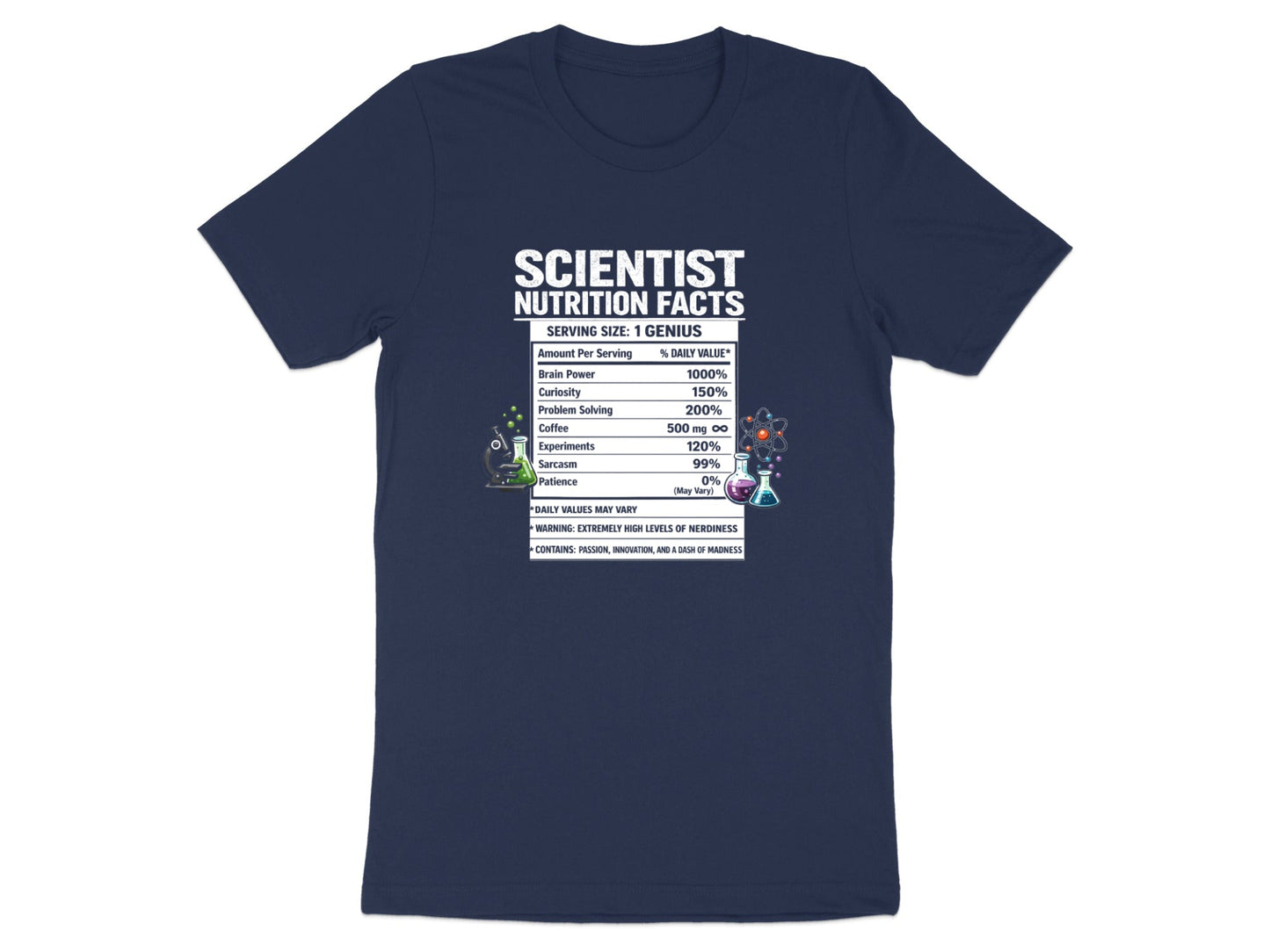 Scientist Nutrition Facts T-Shirt - Genius Brain Power Tee