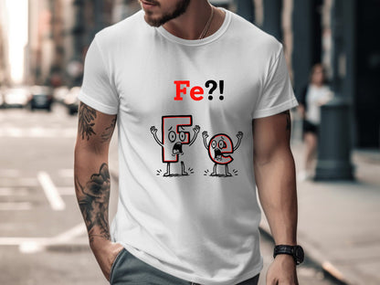 Fe Iron Elements Cartoon Pun Graphic T-Shirt