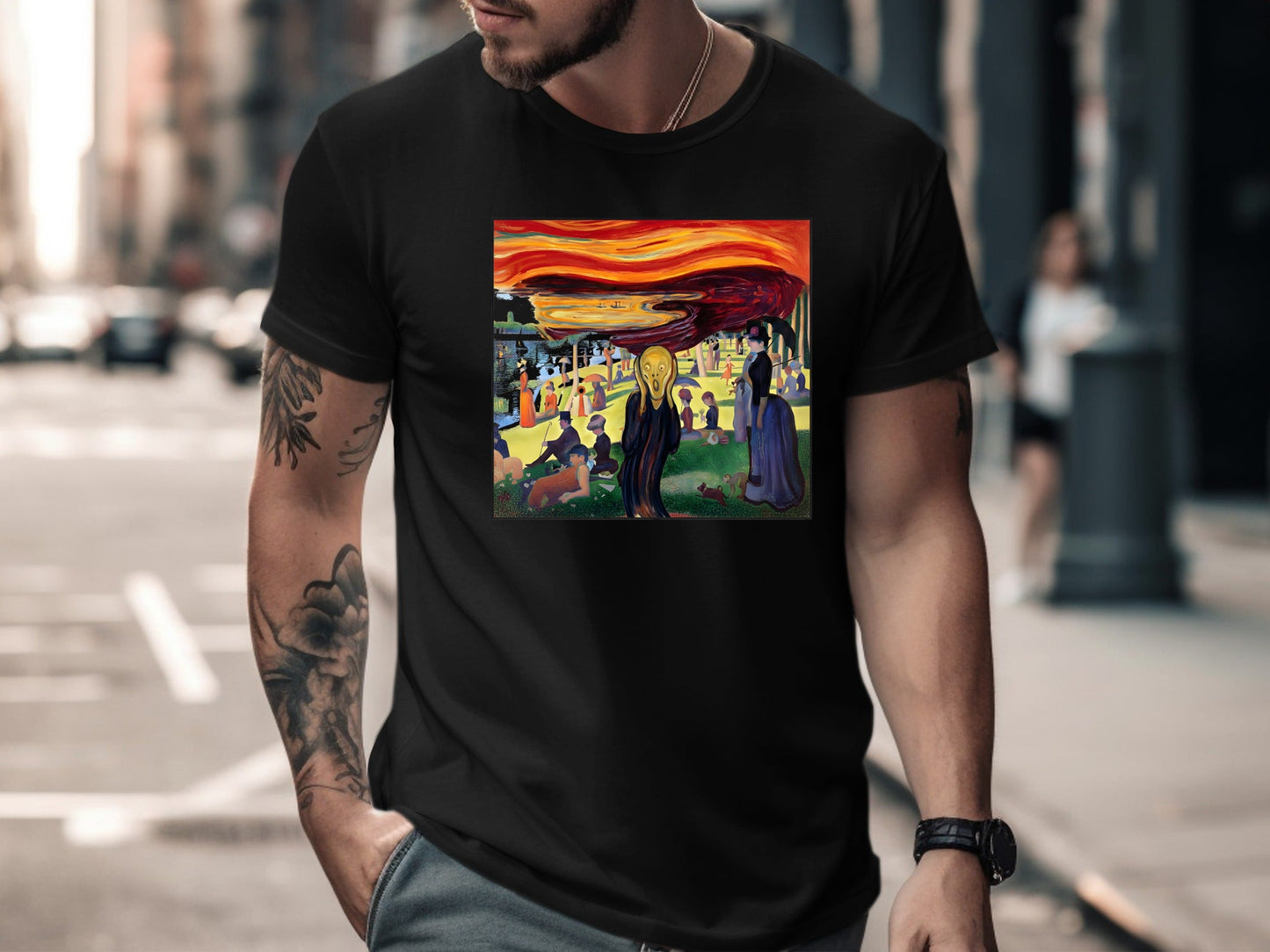 The Scream in a Pointillist Park Mashup Tee
