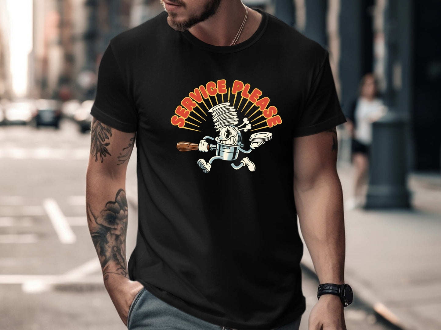 Service Please! Retro Chef T-Shirt - Hospitality Humor  Tee