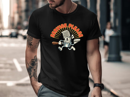 Service Please! Retro Chef T-Shirt - Hospitality Humor  Tee