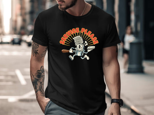 Service Please! Retro Chef T-Shirt - Hospitality Humor  Tee