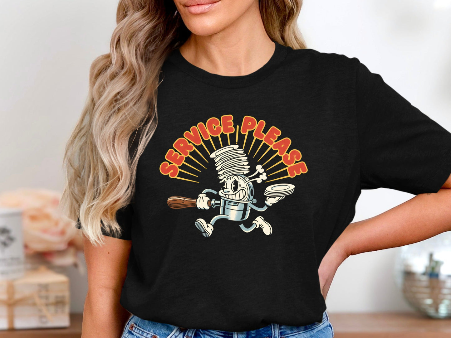 Service Please! Retro Chef T-Shirt - Hospitality Humor  Tee