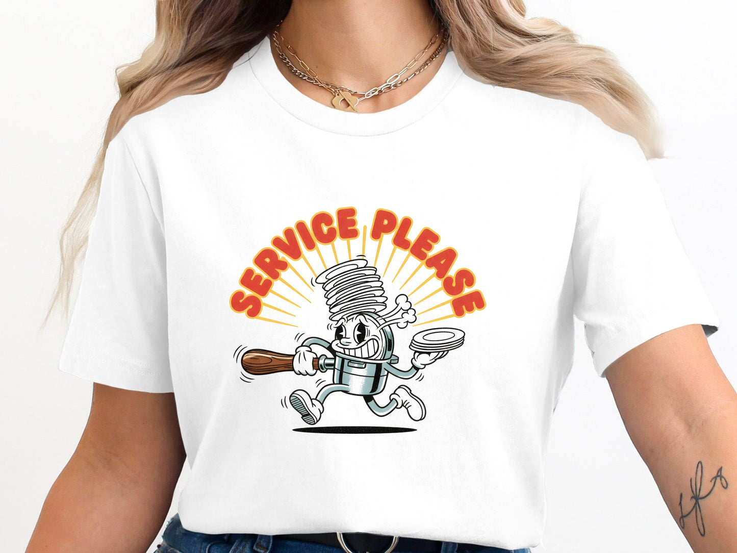 Service Please! Retro Chef T-Shirt - Hospitality Humor  Tee