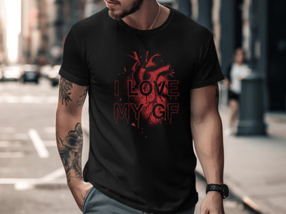 Shattered Anatomical Red Heart I Love My GF Tee - Grunge Aesthetic