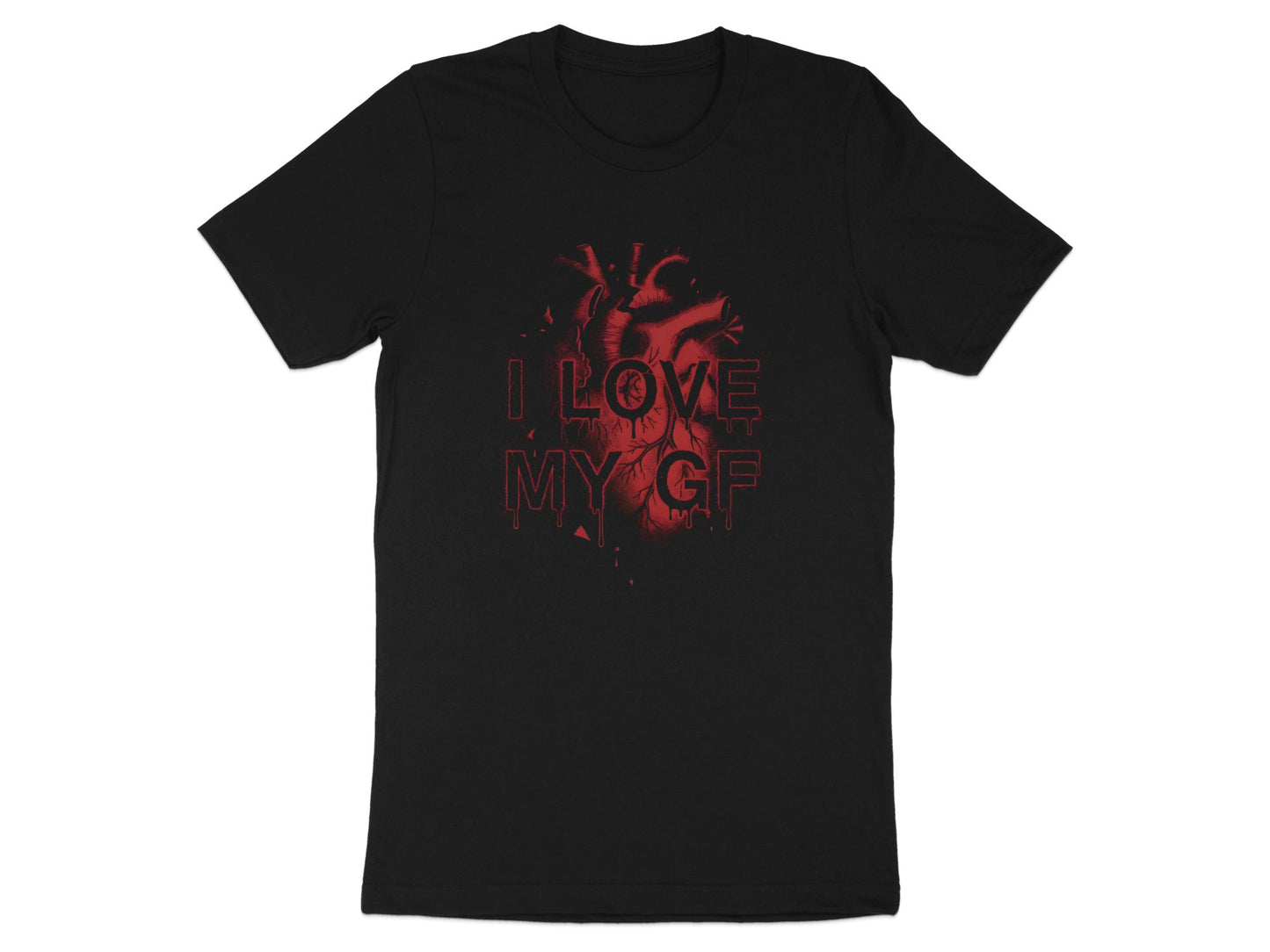 Shattered Anatomical Red Heart I Love My GF Tee - Grunge Aesthetic