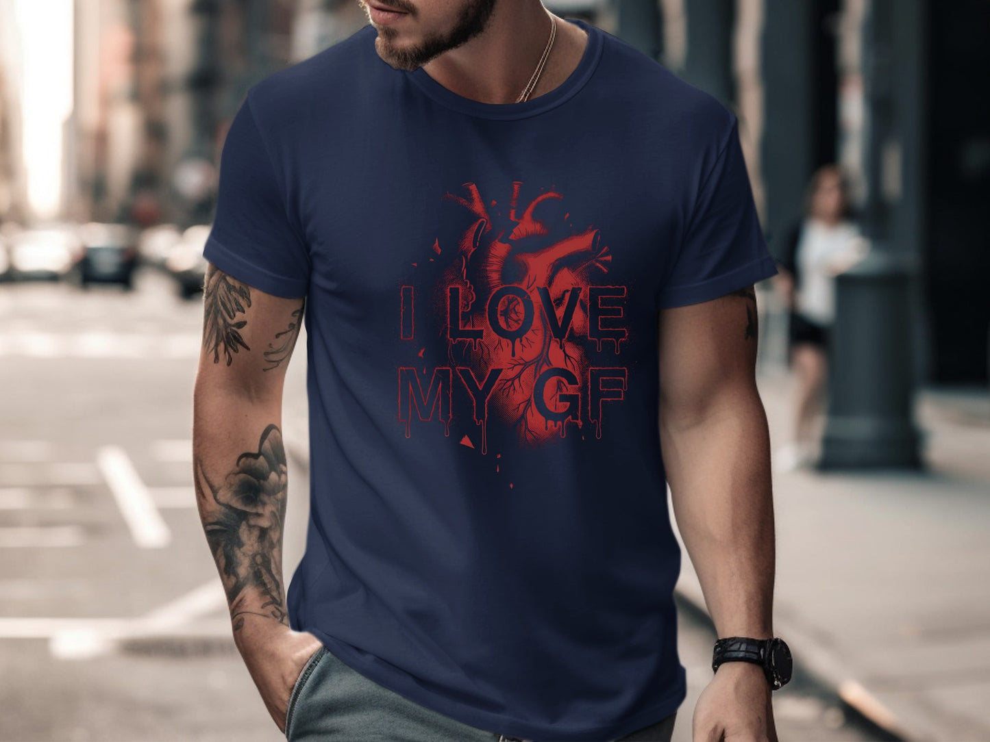 Shattered Anatomical Red Heart I Love My GF Tee - Grunge Aesthetic