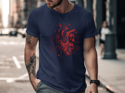 Shattered Anatomical Red Heart I Love My GF Tee - Grunge Aesthetic