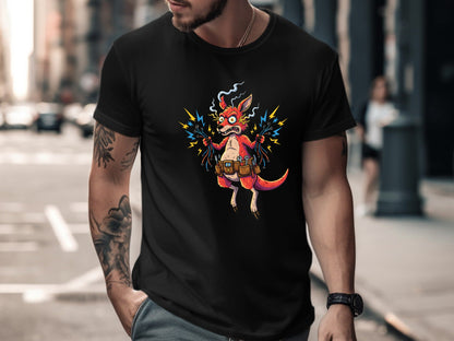 Shocked Kangaroo Sparky T-Shirt - Funny Australian Electrician Tee