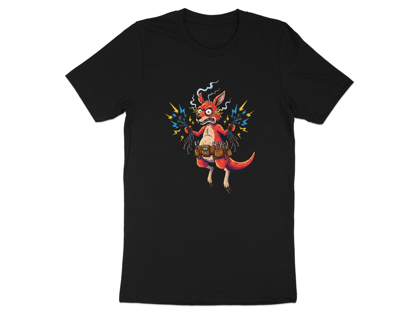 Shocked Kangaroo Sparky T-Shirt - Funny Australian Electrician Tee