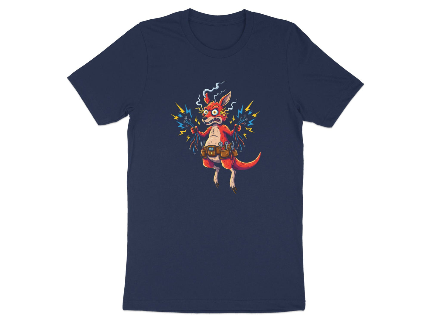 Shocked Kangaroo Sparky T-Shirt - Funny Australian Electrician Tee