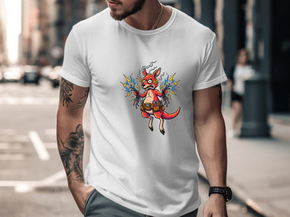 Shocked Kangaroo Sparky T-Shirt - Funny Australian Electrician Tee