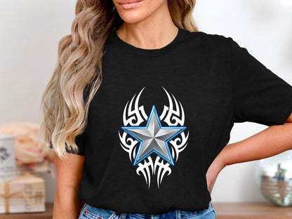Tribal Star Metallic Graphic T-Shirt