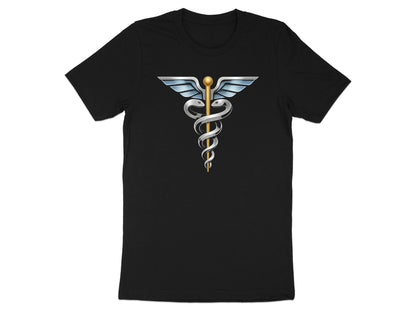 Silver Winged Caduceus T-Shirt - Professional Medical Icon Tee