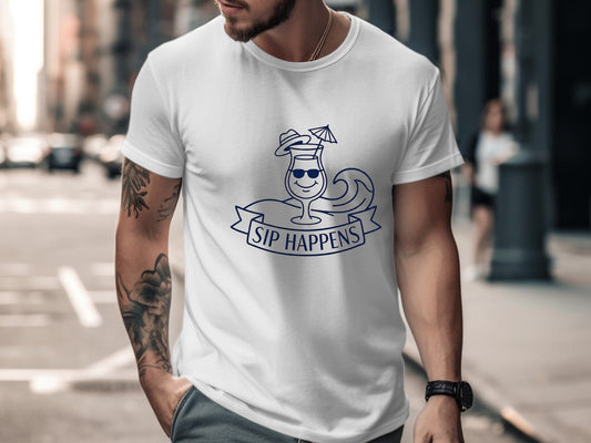 Sip Happens Cocktail T-Shirt | Funny Summer Drinking Tee