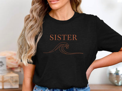 Sister Wave Fine Line Art Tee - Minimalist Abstract Portrait Shirt