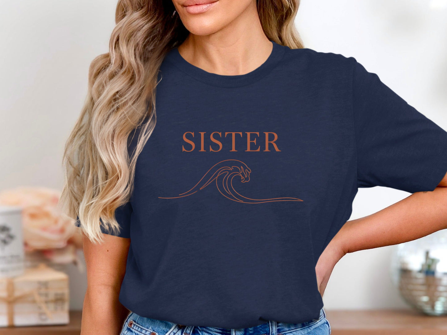Sister Wave Fine Line Art Tee - Minimalist Abstract Portrait Shirt