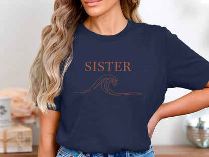 Sister Wave Fine Line Art Tee - Minimalist Abstract Portrait Shirt