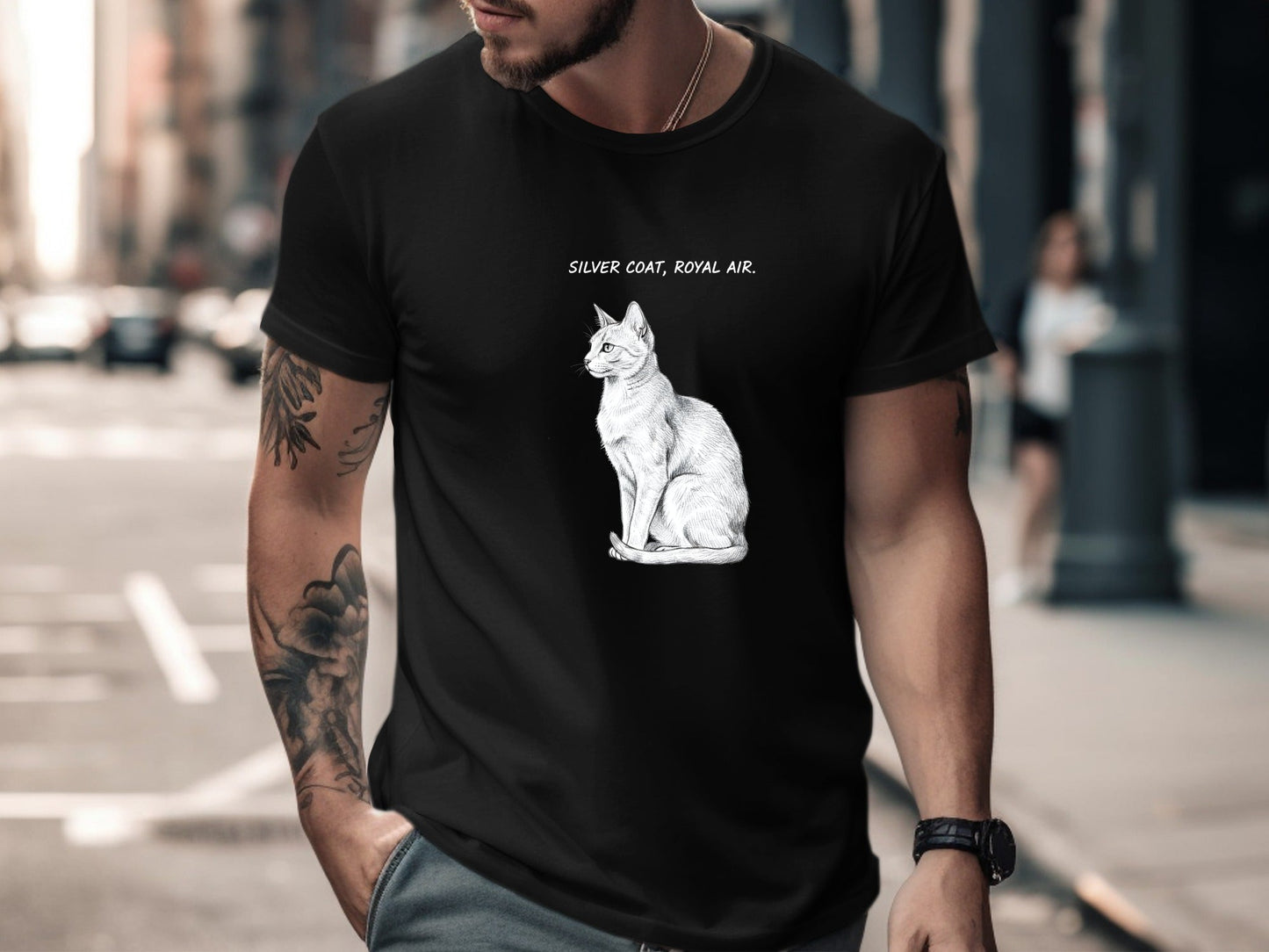 Silver Coat Royal Air Sitting Cat T-Shirt