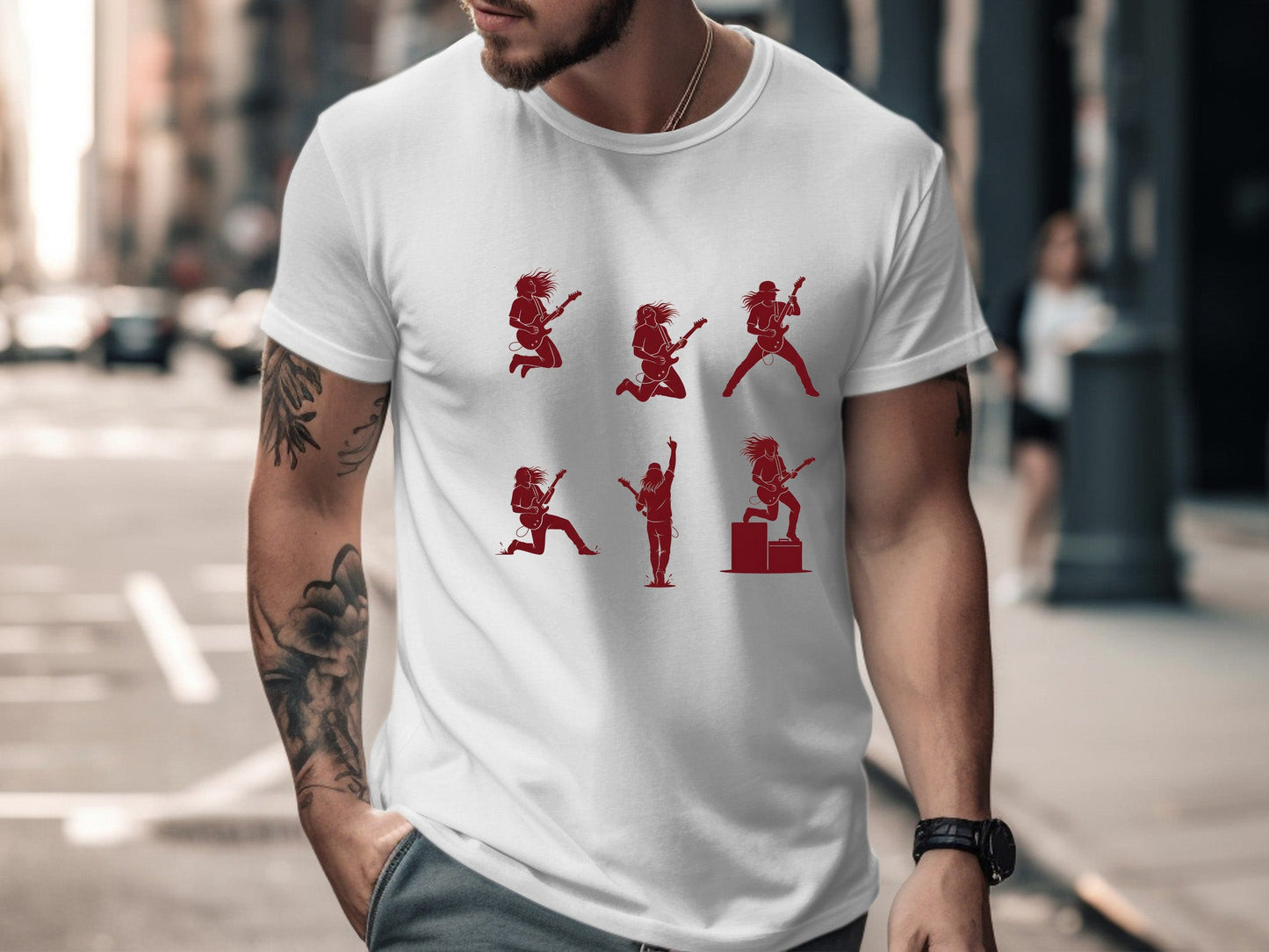Guitar Performance Silhouettes Multi-Graphic T-Shirt